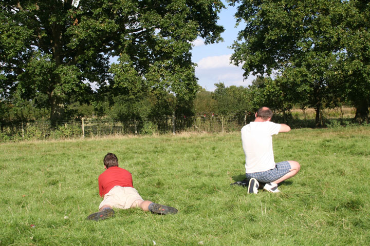 John & Malcolm testing their shooting accuracy!
John & Malcolm doing a bit of air rifle shooting!
