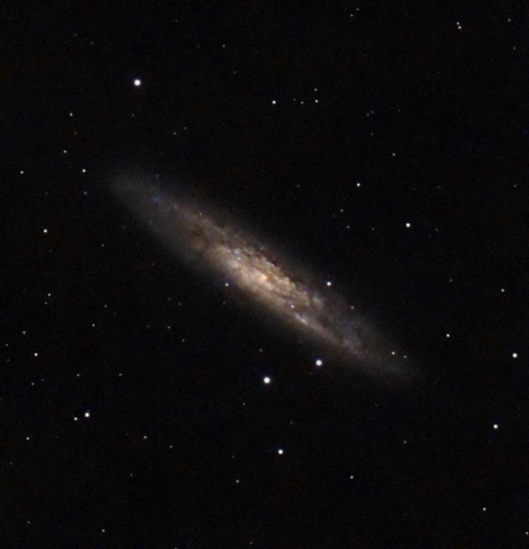 The Sculptor Galaxy - NGC253
NGC 253 is the largest galaxy in the Sculptor cluster, To do it justice needs more data, however who knows when the clouds will clear again ;-)
Link-words: Galaxy