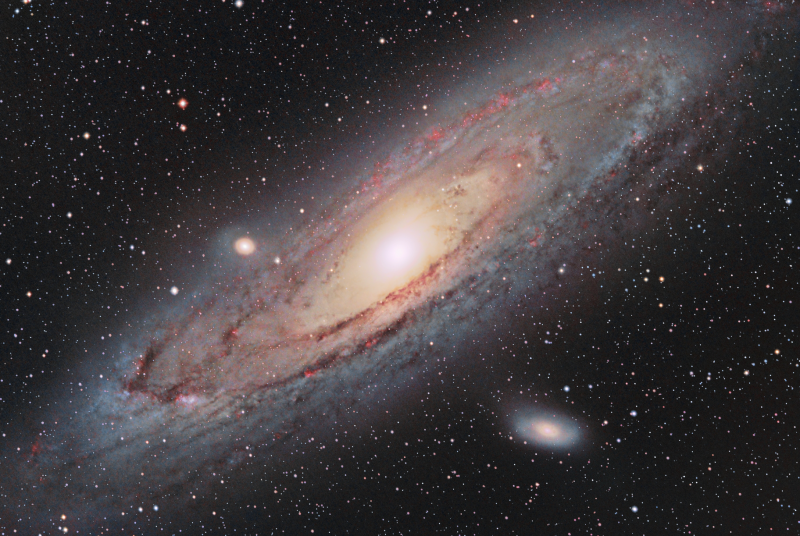 M31 reprocess from 2013 
Combination of data from 3 different years.  
Colour is from Sept 2011 with DSLR - traveller 
Luminance is from August 2013 - Astro campsite 
Ha is from January 2014 - Backyard SE London
Re-processed October 2015

Now further proesed using SX May 2025 
(original raw data not available)
Link-words: CarolePope